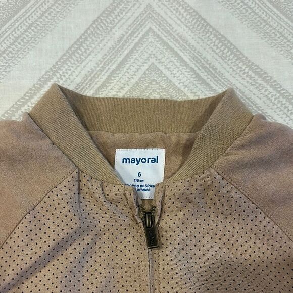 Mayoral Boys Tan Bomber Jacket with Perforated Design - Size 6 - Picture 2 of 8
